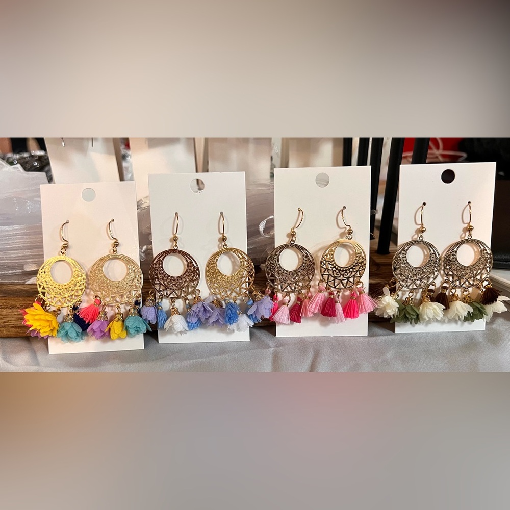 Tassel earrings, multiple colors